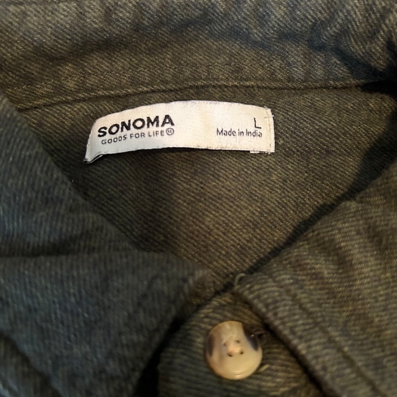 Men's L Sonoma Flannel in Dark Green - Picture 3 of 4